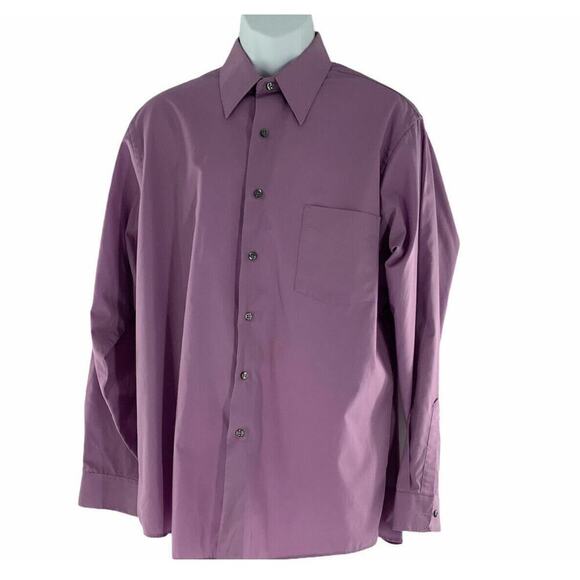 Van Heusen Dress Shirt Mens Size Large Long Sleeve Button Up Wrinkle Free Purple - Picture 1 of 4